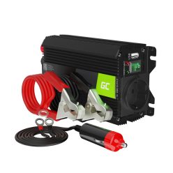  Green Cell Autós Inverter 12V-ról 230V-ra (feszültség növelő) 300W/600W Módosított szinuszhullám USB-vel INVGC01 személyautóhoz, lakóautóhoz, lakókocsihoz