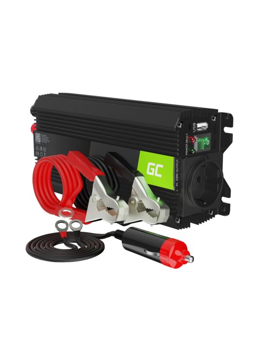 Green Cell Autós Inverter 24V-ról 230V-ra (feszültség növelő) 500W/1000W Módosított szinuszhullám USB-vel INVGC04 buszhoz, kamionhoz, teherautóhoz