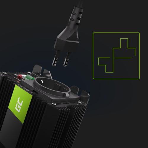 Green Cell Autós Inverter 24V-ról 230V-ra (feszültség növelő) 500W/1000W Módosított szinuszhullám USB-vel INVGC04 buszhoz, kamionhoz, teherautóhoz