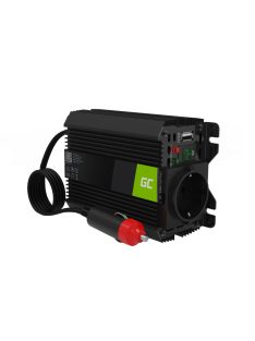   Green Cell Autós Inverter 12V-ról 230V-ra (feszültség növelő) 150W/300W Módosított szinuszhullám USB-vel INVGC06 személyautóhoz, lakóautóhoz, lakókocsihoz