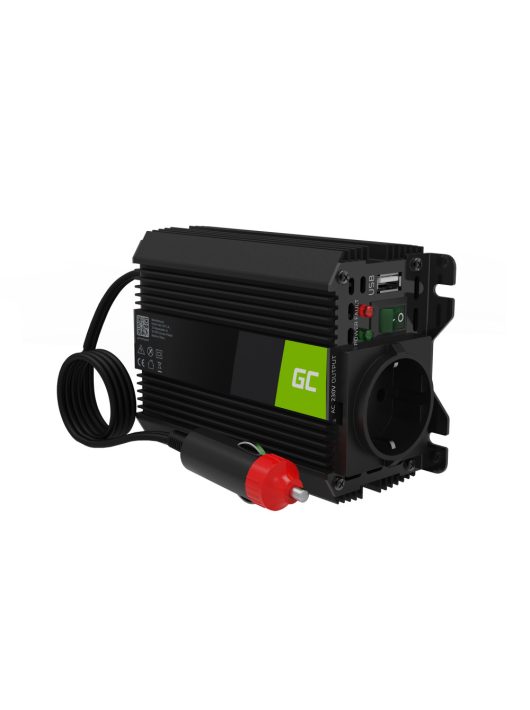 Green Cell Autós Inverter 12V-ról 230V-ra (feszültség növelő) 150W/300W Módosított szinuszhullám USB-vel INVGC06 személyautóhoz, lakóautóhoz, lakókocsihoz