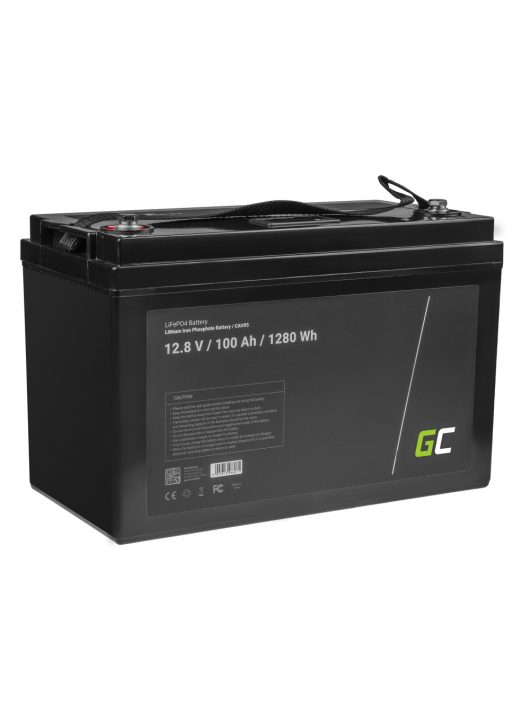 Green Cell LiFePO4 akkumulátor/akku 100Ah 12.8V 1280Wh Lítium-vasfoszfát, fotovoltaikus, napelemes rendszerű kempingautóhoz, hajókhoz CAV05