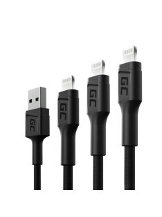   3x Kábel GC Ray USB - Lightning 30cm, 120cm, 200cm iPhone, iPad, iPod, fehér LED, quick charging KABGCSET04