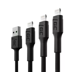   3x Kábel GC Ray USB - Lightning 30cm, 120cm, 200cm iPhone, iPad, iPod, fehér LED, quick charging KABGCSET04