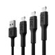 Set 3x Green Cell Cable GC Ray USB - Lightning 30cm, 120cm, 200cm for iPhone, iPad, iPod, white LED, quick charging