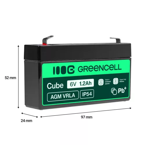 AGM VRLA maintenance-free lead-acid battery / battery 6V 1.2Ah AGM52 for alarms, cash registers, toys