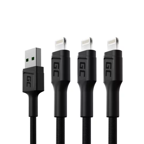 3 x GC Ray USB - Lightning 120cm Schnellladung für iPhone, iPad, iPod, weiß LED KABGCSET05