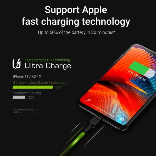 3 x GC Ray USB - Lightning 120cm Schnellladung für iPhone, iPad, iPod, weiß LED KABGCSET05