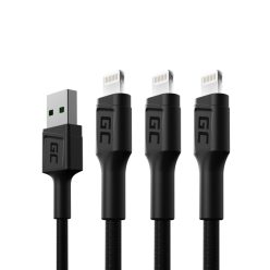   3 x GC Ray USB - Lightning 200cm gyors töltés Apple, fehér LED KABGCSET06