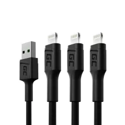   3 x GC Ray USB - Lightning 200cm gyors töltés Apple, fehér LED KABGCSET06