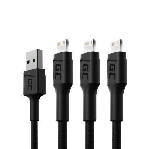 3 x GC Ray USB - Lightning 200cm gyors töltés Apple, fehér LED KABGCSET06