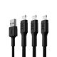 Set 3x Green Cell Cable GC Ray Lightning 200cm  with white LED, quick charging Apple 2.4A