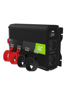   Green Cell Autós Inverter 12V-ról 230V-ra (feszültség növelő) 2000W/4000W Módosított szinuszhullám INVGC10 személyautóhoz, lakóautóhoz, lakókocsihoz