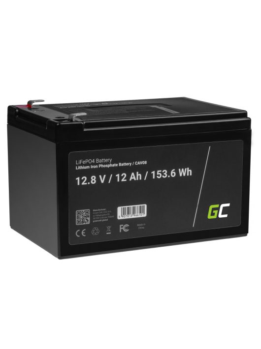 Green Cell LiFePO4 akkumulátor/akku 12Ah 12.8V 153,6Wh Lítium-vasfoszfát, UPS-hez CAV08