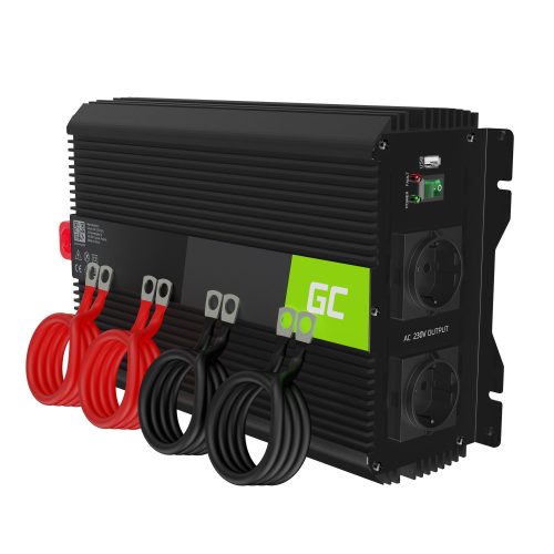 Green Cell Autós Inverter 12V-ról 230V-ra (feszültség növelő) 3000W/6000W Módosított szinuszhullám INVGC12 személyautóhoz, lakóautóhoz, lakókocsihoz