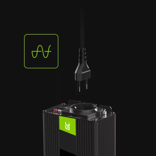 Green Cell Autós Inverter 12V-ról 230V-ra (feszültség növelő) 150W/300W Tiszta szinuszhullám INV29 személyautóhoz, lakóautóhoz, lakókocsihoz