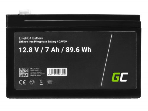 Green Cell LiFePO4 battery 7Ah 12.8V 89.6Wh Lithium iron phosphate, photovoltaic, solar system for camper CAV09