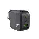 Green Cell GC PowerGaN 65 W Ladegerät (2x USB-C Stromversorgung, 1x USB-A kompatibel mit Quick Charge 3.0) CHARGC08