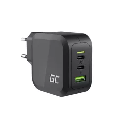   Green Cell GC PowerGaN 65 W Ladegerät (2x USB-C Stromversorgung, 1x USB-A kompatibel mit Quick Charge 3.0) CHARGC08