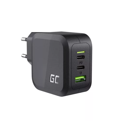 Green Cell GC PowerGaN 65 W Ladegerät (2x USB-C Stromversorgung, 1x USB-A kompatibel mit Quick Charge 3.0) CHARGC08