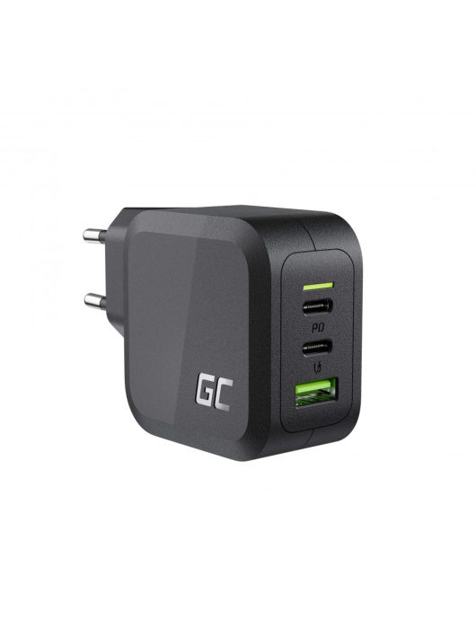 Green Cell GC PowerGaN 65 W töltő (2x USB-C tápellátás, 1x USB-A kompatibilis a Quick Charge 3.0-val) CHARGC08