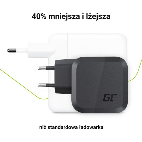 Green Cell GC PowerGaN 65 W töltő (2x USB-C tápellátás, 1x USB-A kompatibilis a Quick Charge 3.0-val) CHARGC08