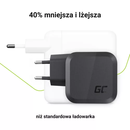 Green Cell GC PowerGaN 65 W Ladegerät (2x USB-C Stromversorgung, 1x USB-A kompatibel mit Quick Charge 3.0) CHARGC08