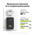 Green Cell GC PowerGaN 65 W Ladegerät (2x USB-C Stromversorgung, 1x USB-A kompatibel mit Quick Charge 3.0) CHARGC08