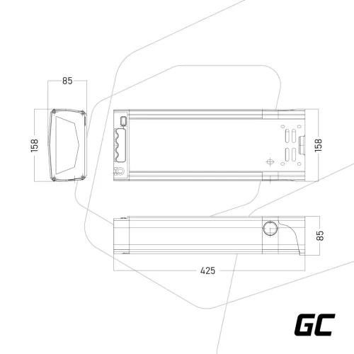 Elektromos kerékpár akkumulátor / akku Rear Rack 36V 20Ah 720Wh hálózati töltővel E-Bike Pedelec EBIKE74STD