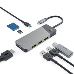   Dokkoló Állomás HUB GC Connect 7in1 (3xUSB-A 3.1 HDMI 4K 60Hz USB-C PD 85W) Apple MacBook M1/M2, Lenovo X1, Asus ZenBook, Dell XPS HUBGC01