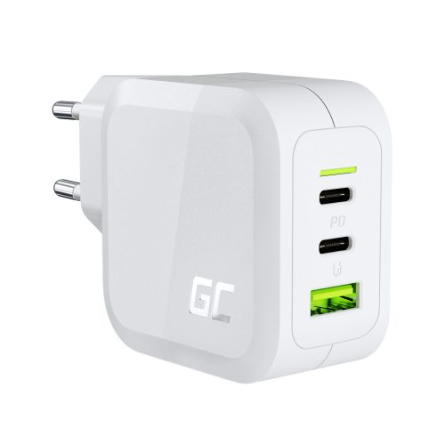 Green Cell GC PowerGaN 65 W töltő (2x USB-C tápellátás, 1x USB-A kompatibilis a Quick Charge 3.0-val) CHARGC08