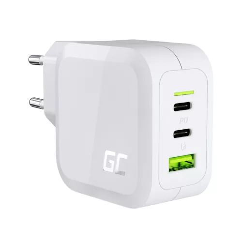 Green Cell GC PowerGaN 65 W Ladegerät (2x USB-C Stromversorgung, 1x USB-A kompatibel mit Quick Charge 3.0) CHARGC08W