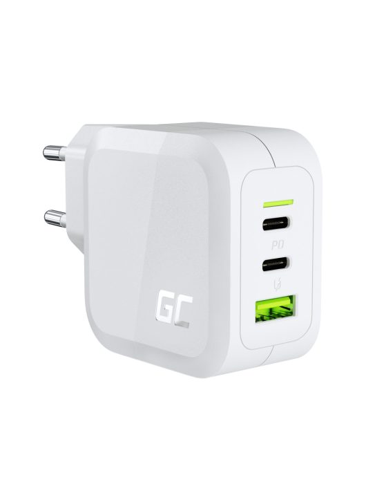 Green Cell GC PowerGaN 65 W töltő (2x USB-C tápellátás, 1x USB-A kompatibilis a Quick Charge 3.0-val) CHARGC08