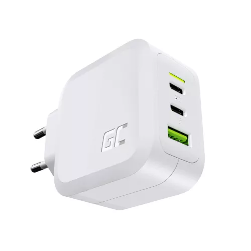 Green Cell GC PowerGaN 65 W Ladegerät (2x USB-C Stromversorgung, 1x USB-A kompatibel mit Quick Charge 3.0) CHARGC08W
