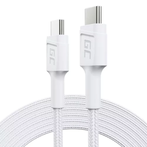 Green Cell weißes USB Kabel GC Power Stream USB-C 200 cm mit Schnellladefunktion, Power Delivery 60W, Ultra Charge, Quick Charge 3.0 KABGC29W