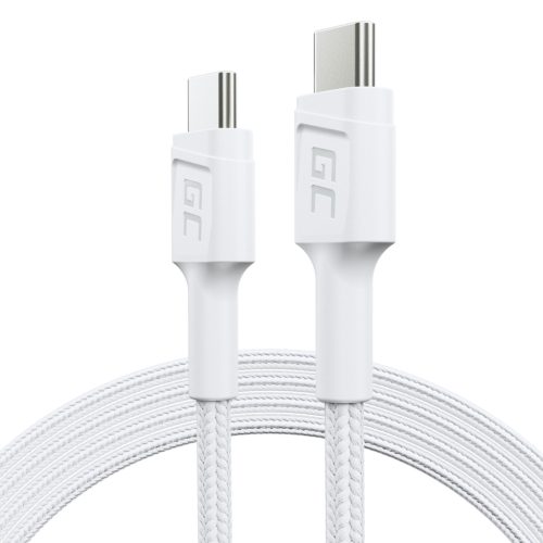 Green Cell white USB Cable GC Power Stream USB-C 120 cm with fast charging function, Power Delivery 60W, Ultra Charge, Quick Charge 3.0 KABGC30W