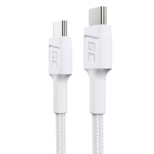 Green Cell weißes USB Kabel GC Power Stream USB-C - 30 cm mit Schnellladefunktion, Power Delivery 60W, Ultra Charge, Quick Charge 3.0 KABGC31W