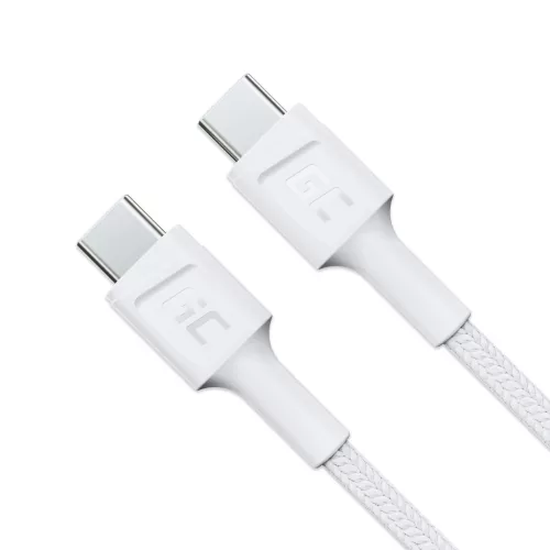 Green Cell weißes USB Kabel GC Power Stream USB-C - 30 cm mit Schnellladefunktion, Power Delivery 60W, Ultra Charge, Quick Charge 3.0 KABGC31W