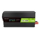 Green Cell Autós Inverter 12V-ról 230V-ra (feszültség növelő) 500W/1000W Tiszta szinuszhullám INVGC12P500LCD személyautóhoz, lakóautóhoz, lakókocsihoz