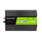 Greencell Autós Inverter 12V-ról 230V-ra (feszültség növelő) 2000W/4000W Tiszta szinuszhullám INVGC12P2000LCD személyautóhoz, lakóautóhoz, lakókocsihoz