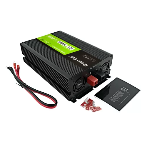 Greencell Autós Inverter 12V-ról 230V-ra (feszültség növelő) 2000W/4000W Tiszta szinuszhullám INVGC12P2000LCD személyautóhoz, lakóautóhoz, lakókocsihoz