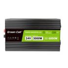 Green Cell Autós Inverter 24V-ról 230V-ra (feszültség növelő) 3000W/6000W Tiszta szinuszhullám INVGC24P3000LCD teherautókhoz, buszokhoz, lakóautóhoz, lakókocsihoz