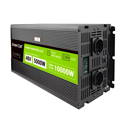 Green Cell Inverter 48V auf 230V (Spannungswandler) 5000W/10000W Reine Sinuswelle INVGC48P5000LCD für Solarsysteme