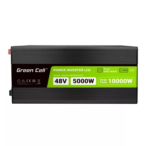 Green Cell Inverter 48V auf 230V (Spannungswandler) 5000W/10000W Reine Sinuswelle INVGC48P5000LCD für Solarsysteme