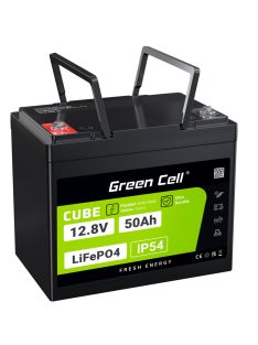   Green Cell CUBE LiFePO4 50Ah 12.8V 640Wh lítium-vas-foszfát akkumulátor lakóautóhoz, golfkocsihoz, szélerőműhöz LFPGC12V50AH