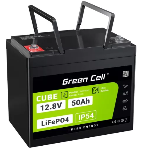 Green Cell CUBE LiFePO4 50Ah 12.8V 640Wh Lithium-Eisenphosphat-Akku für Wohnmobile, Golfwagen, Windkraftanlagen LFPGC12V50AH