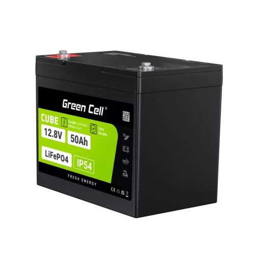 Green Cell CUBE LiFePO4 50Ah 12.8V 640Wh Lithium-Eisenphosphat-Akku für Wohnmobile, Golfwagen, Windkraftanlagen LFPGC12V50AH