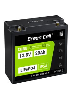   Green Cell CUBE LiFePO4 20Ah 12,8V 256Wh lítium-vas-foszfát akkumulátor traktorokhoz, fűnyírókhoz, elektromos járművekhez LFPGC12V20AH