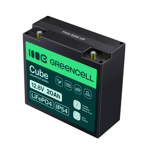 Green Cell CUBE LiFePO4 20Ah 12.8V 256Wh Lithium Iron Phosphate Battery for Tractors, Lawnmowers, Electric Vehicles LFPGC12V20AH