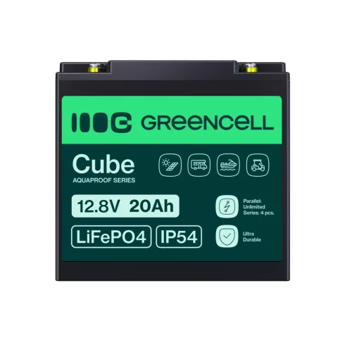 Green Cell CUBE LiFePO4 20Ah 12.8V 256Wh Lithium Iron Phosphate Battery for Tractors, Lawnmowers, Electric Vehicles LFPGC12V20AH